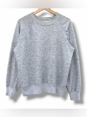 Vintage 80s Gearing Up Raglan Sweatshirt Blank Gray Size Medium Tri-Blend USA